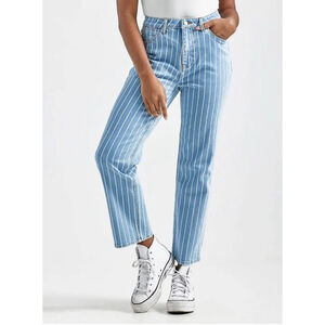 Women's Wrangler High Rise Rodeo Straight Crop Jeans Size 10 Striped Western